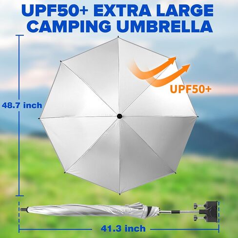 Beach Umbrella,2PACK 48.7inch Chair Umbrella with Clamp adjustable 360°,UV Protection Large Camping Chair Umbrellas for Camping chair, Glof Cart,Table(Chair,Table not include) in Kuwait