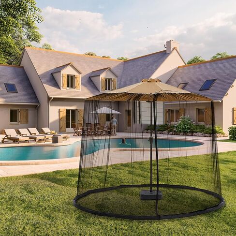 Patio Umbrella Netting with Zipper Door and Water Tube Suitable for Outdoor Patio Camping Umbrella 7.5-1 1FTJVLJVL (black) in Saudi Arabia