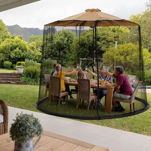 Patio Umbrella Netting with Zipper Door and Water Tube Suitable for Outdoor Patio Camping Umbrella 7.5-1 1FTJVLJVL (black) in Saudi Arabia