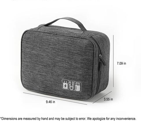 Travel Cable Organizer Pouch Electronic Accessories Carry Case Portable Waterproof Double Layers Storage Bag for Cord, Charger, Phone, Earphone,Gray in Saudi Arabia