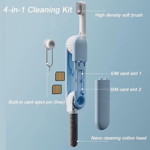 4-in-1 Cleaner Kit for Earbud and Phone,Cleaning Brush Pen Tool with Soft Brush,Cleaning Cotton Head and Card Pin,Multifunction Dust Removal Tool for Phone Speaker Charging Port in Saudi Arabia