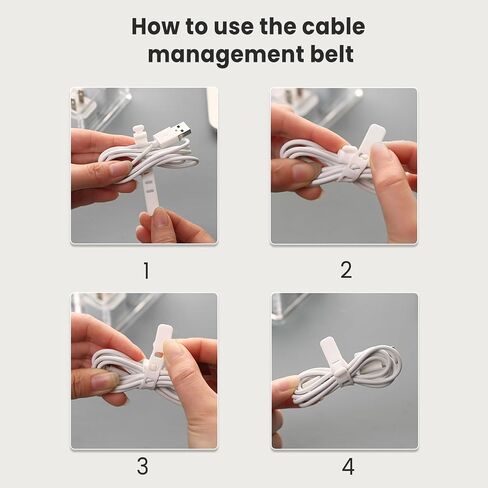 Cable Organizer Kit with 8-Compartment Cord Storage Box (with Lid) and 10 Wire Ties, Clear Plastic Desk Organizer for Cables, Chargers, Accessories for Home Office in Saudi Arabia