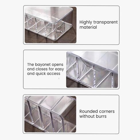 Cable Organizer Kit with 8-Compartment Cord Storage Box (with Lid) and 10 Wire Ties, Clear Plastic Desk Organizer for Cables, Chargers, Accessories for Home Office in Saudi Arabia