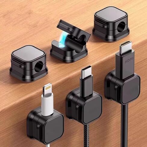 Magnetic Cable Clips Cord Holder Adhesive Wire Keeper Organizer for Home Office Desk Car Wall Nightstand(ZL16 Black*6) in Saudi Arabia