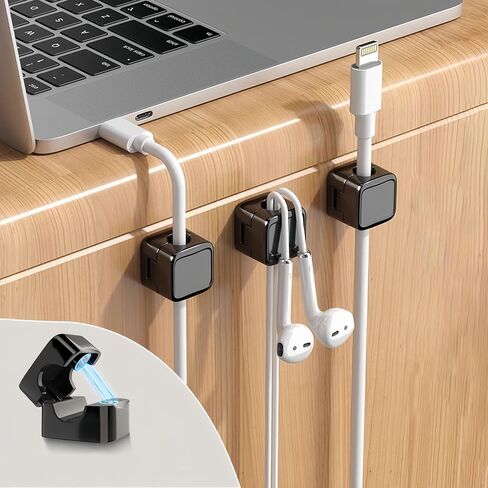 Magnetic Cable Clips Cord Holder Adhesive Wire Keeper Organizer for Home Office Desk Car Wall Nightstand(ZL16 Black*6) in Saudi Arabia