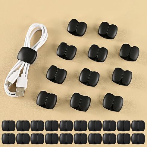 20PCS Multi-Pack Cable Management and Organizer Clips – Versatile Wire & Charging Cable Management for Travel, Desk, and Home – White/Black in Saudi Arabia