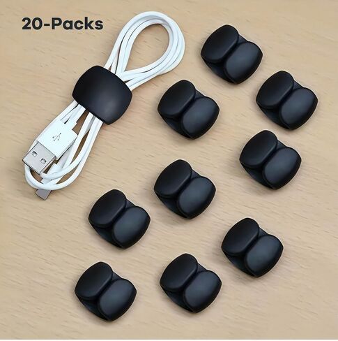 20PCS Multi-Pack Cable Management and Organizer Clips – Versatile Wire & Charging Cable Management for Travel, Desk, and Home – White/Black in Saudi Arabia