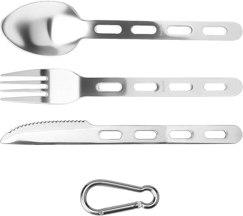 Travel Utensils, Durable Stainless Steel Camping Utensil Set, Reusable 3-Piece Travel Cutlery Set, Easy to Carry & Practical Camping Utensils for Traveling Picnic Hiking in Saudi Arabia