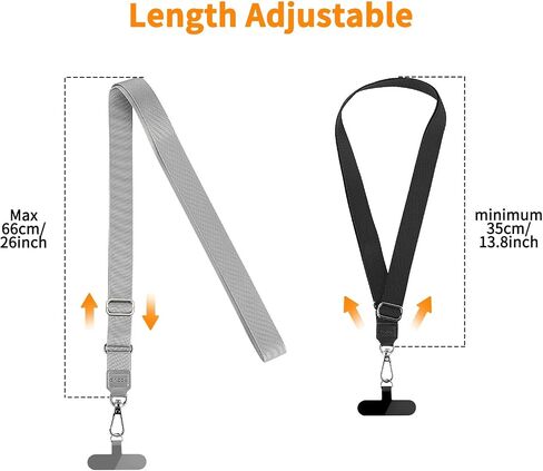 Cacoe Phone Lanyard 2 pack-2 × حزام عنق قابل للتعديل ، 2 × بقع ، حبل شحلي متعدد المقدمة متوافق مع معظم الهواتف الذكية (أسود+رمادي) in Kuwait