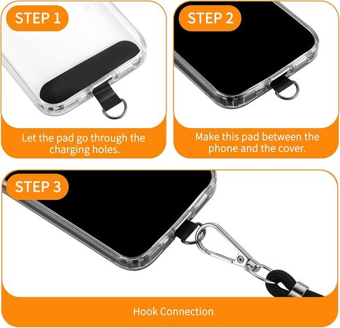 Cacoe Phone Lanyard 2 pack-2 × حزام عنق قابل للتعديل ، 2 × بقع ، حبل شحلي متعدد المقدمة متوافق مع معظم الهواتف الذكية (أسود+رمادي) in Kuwait