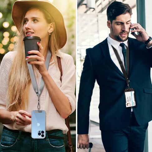Cacoe Phone Lanyard 2 pack-2 × حزام عنق قابل للتعديل ، 2 × بقع ، حبل شحلي متعدد المقدمة متوافق مع معظم الهواتف الذكية (أسود+رمادي) in Kuwait