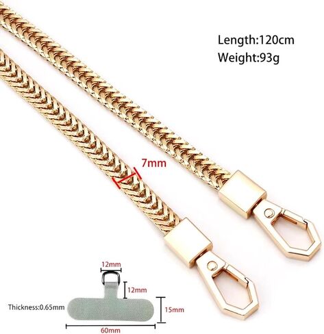 سلسلة هاتف Crossbody ، أسلوب الأزياء الأنيق الذهبي الأسود أو الفضي ، حبل الهاتف عبر الهاتف ، حزام الهاتف لـ iPhone أو Android in Saudi Arabia