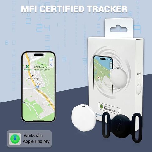 GPS Tracker for Dogs ، Mini GPS Cat Tracker ، IPX8 GPS GPS Tracker للقطط مع حامل ، لا رسوم شهرية ، العمل مع Apple Find My (iOS فقط) ، متعقب Smart for Dogs Finder Trackers Pets (أسود) in Kuwait