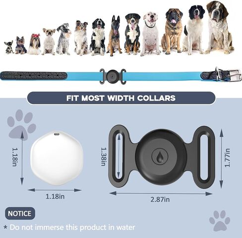 GPS Tracker for Dogs ، Mini GPS Cat Tracker ، IPX8 GPS GPS Tracker للقطط مع حامل ، لا رسوم شهرية ، العمل مع Apple Find My (iOS فقط) ، متعقب Smart for Dogs Finder Trackers Pets (أسود) in Kuwait