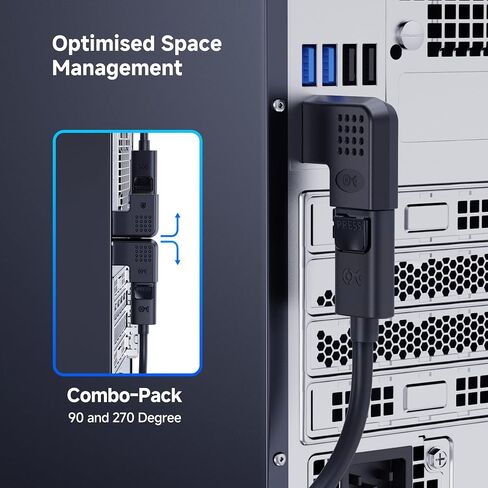 Cable Matters Combo-Pack 4K@240Hz Flat Right Angle DisplayPort 1.4 Adapter, 270 Degree and 90 Degree DisplayPort Adapter for 8K@60Hz / 4K@240Hz, Black in Saudi Arabia