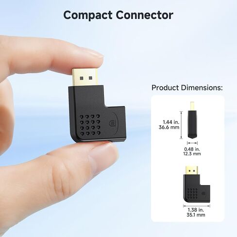 Cable Matters Combo-Pack 4K@240Hz Flat Right Angle DisplayPort 1.4 Adapter, 270 Degree and 90 Degree DisplayPort Adapter for 8K@60Hz / 4K@240Hz, Black in Saudi Arabia
