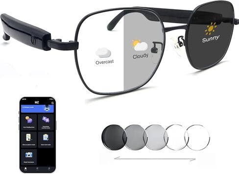 نظارات الترجمة AI نظارات ذكية للنساء رجال Bluetooth مع دردشة GPT 164 LANGING COLOR LENS LENS CLEAR in Kuwait