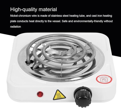 Stainless Steel Portable Single Tube Electric Stove - 1000W, White, US Plug, 110V in Saudi Arabia