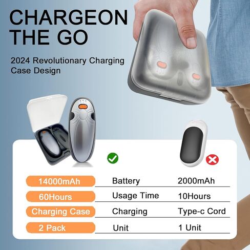 حزمة تدفئة اليدين قابلة لإعادة الشحن 2 ، مع حالة شحن ، 14000 مللي أمبير في الساعة الكهربائية أكثر دفئا ، تسخين طويل 60 ساعة ، سخان الجيب المحمول يدوية للنساء الرجال ، التخييم في الهواء الطلق ، معدات التزلج in Kuwait