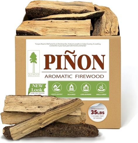 Old Wood Piñon & Juniper Firewood Box - Aromatic Blend for Indoor/Outdoor Use, 13-14 Inch Logs, Southwest Scent - Ideal for Fireplace, Fire Pit, Campfire & BBQ - Approximately 70 Pounds (3 Cubic Feet) in Saudi Arabia