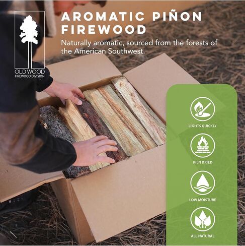 Old Wood Piñon & Juniper Firewood Box - Aromatic Blend for Indoor/Outdoor Use, 13-14 Inch Logs, Southwest Scent - Ideal for Fireplace, Fire Pit, Campfire & BBQ - Approximately 70 Pounds (3 Cubic Feet) in Saudi Arabia