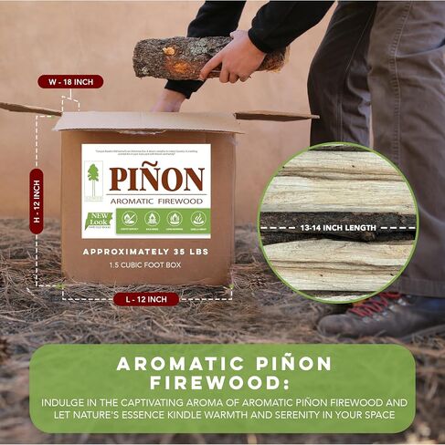 Old Wood Piñon & Juniper Firewood Box - Aromatic Blend for Indoor/Outdoor Use, 13-14 Inch Logs, Southwest Scent - Ideal for Fireplace, Fire Pit, Campfire & BBQ - Approximately 70 Pounds (3 Cubic Feet) in Saudi Arabia
