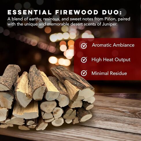 Old Wood Piñon & Juniper Firewood Box - Aromatic Blend for Indoor/Outdoor Use, 13-14 Inch Logs, Southwest Scent - Ideal for Fireplace, Fire Pit, Campfire & BBQ - Approximately 70 Pounds (3 Cubic Feet) in Saudi Arabia