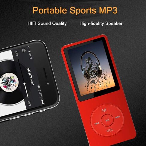مشغل MP3 ، مشغل موسيقى مع بطاقة SD Micro 16 جيجابايت ، مكبر صوت/صورة/صور/فيديو/قارئ صوتي/قارئ صوتي/كتاب إلكتروني ، يدعم ما يصل إلى 128 جيجا بايت in Kuwait