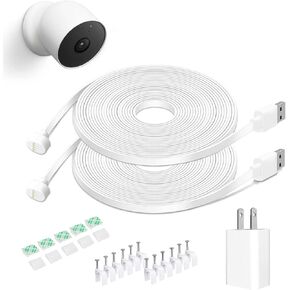 DIANMU 26FT Power Cord with Adapter for Google Nest Cam (Battery), 2 Pack | Magnetic charging cable with weatherproof connector,Weatherproof Flat Continuous Power Cable in Saudi Arabia