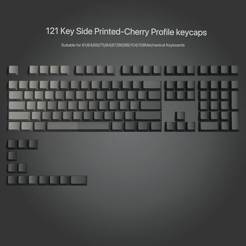 Double Shot PBT keycap set,Shine Through keycaps 75 percent, Cherry Profile custom Key caps,Gradient Dark Grey,Side Printed Keyboard caps for Mechanical Gaming Keyboards(121key,only keycaps) in Kuwait