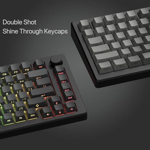 Double Shot PBT keycap set,Shine Through keycaps 75 percent, Cherry Profile custom Key caps,Gradient Dark Grey,Side Printed Keyboard caps for Mechanical Gaming Keyboards(121key,only keycaps) in Kuwait