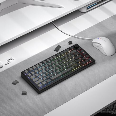 Double Shot PBT keycap set,Shine Through keycaps 75 percent, Cherry Profile custom Key caps,Gradient Dark Grey,Side Printed Keyboard caps for Mechanical Gaming Keyboards(121key,only keycaps) in Kuwait