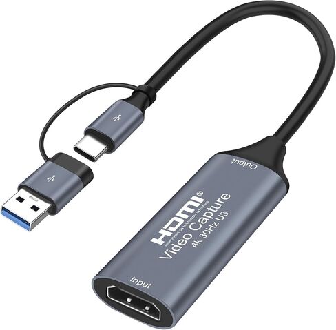 XMSJSIY Video Capture Card 4K HDMI to USB/USB-C Capture Card Full HD 1080p Audio Video Capture Card Streaming Device for Teaching Gaming Live Broadcasting Compatible with PS5 PS4 Xbox in Kuwait