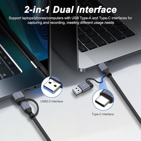 XMSJSIY Video Capture Card 4K HDMI to USB/USB-C Capture Card Full HD 1080p Audio Video Capture Card Streaming Device for Teaching Gaming Live Broadcasting Compatible with PS5 PS4 Xbox in Kuwait