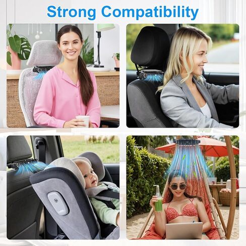 2-Pack Rechargeable Car Seat Fans – 3000mAh Battery Operated Clip-On Cooling Fans with 3 Speeds & Adjustable Angle – Quiet Portable Air Circulator for Kids, Pets, Camping & Travel in Saudi Arabia