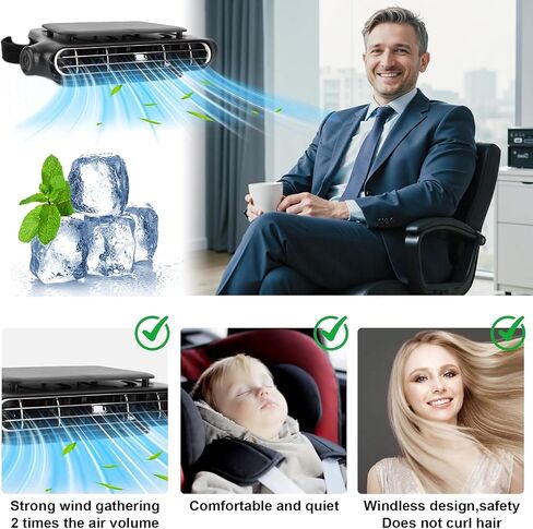 2-Pack Rechargeable Car Seat Fans – 3000mAh Battery Operated Clip-On Cooling Fans with 3 Speeds & Adjustable Angle – Quiet Portable Air Circulator for Kids, Pets, Camping & Travel in Saudi Arabia