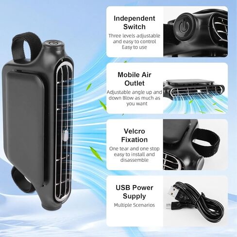 2-Pack Rechargeable Car Seat Fans – 3000mAh Battery Operated Clip-On Cooling Fans with 3 Speeds & Adjustable Angle – Quiet Portable Air Circulator for Kids, Pets, Camping & Travel in Saudi Arabia