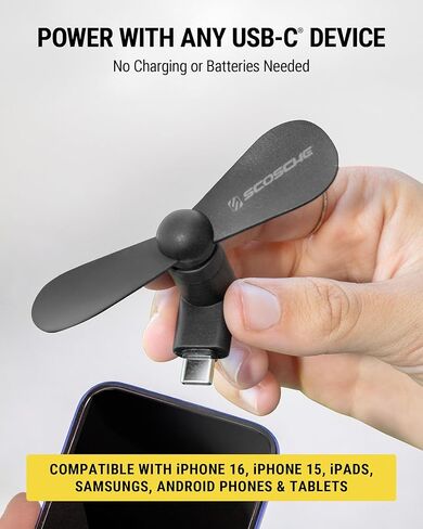 Scosche Scofan USB-C Fan 2 Pack ، مروحة الهاتف الخليوي الشخصية الصغيرة التي تعمل بالطاقة USB ، والمراوح المحمولة المصغرة من أجل توصيل Type-C متوافق مع iPhone 16 ، و iPhone 15 iPad ، و Samsung ، و Android Phone و Tablet in Saudi Arabia