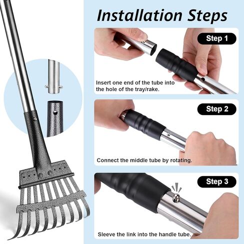 BABORUI Metal Chicken Poop Scooper, Stretchable Litter Scooper for Chicken(21 to 39.5 Inch), Detachable Stainless Steel Chicken Coop Cleaning Tools, Heavy Duty Poop Shovel for Chicken Coop Accessories in Kuwait