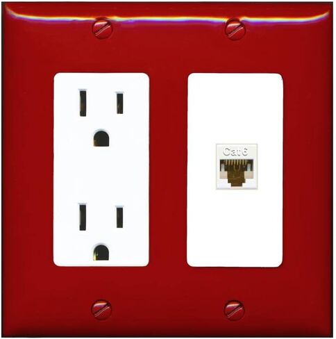 RiteAV 1 Port Cat6 Ethernet Wall Plate Female-Female - Outlet [White/White] in Saudi Arabia
