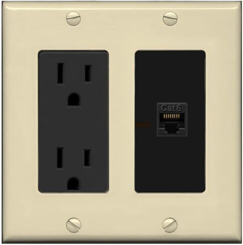 RiteAV 1 Port Cat6 Ethernet Wall Plate Female-Female - Outlet [White/White] in Saudi Arabia