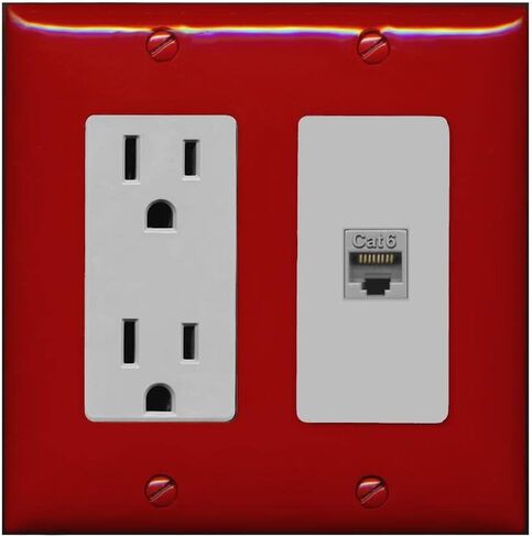 RiteAV 1 Port Cat6 Ethernet Wall Plate Female-Female - Outlet [White/White] in Saudi Arabia
