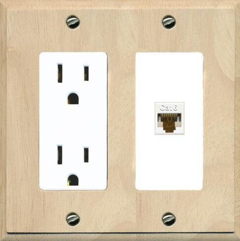RiteAV 1 Port Cat6 Ethernet Wall Plate Female-Female - Outlet [White/White] in Saudi Arabia