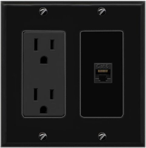 RiteAV 1 Port Cat6 Ethernet Wall Plate Female-Female - Outlet [White/White] in Saudi Arabia