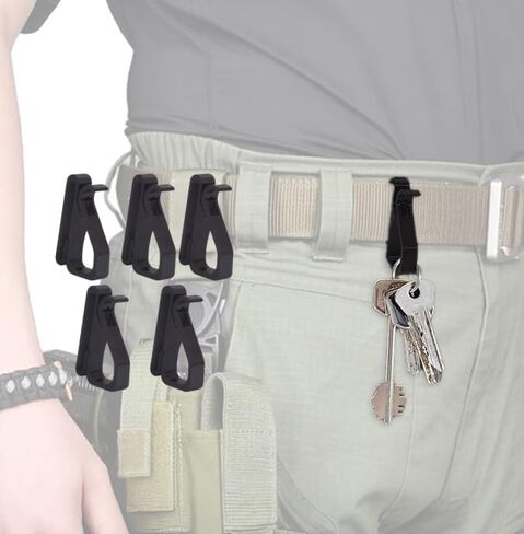 Tactical MOLLE Clips 5-Pack - Heavy Duty Quick Release Carabiner Hooks (4.4lbs Capacity) - Backpack Gear Organization System for Military, Hiking, Camping & EDC Equipment Attachment in Saudi Arabia