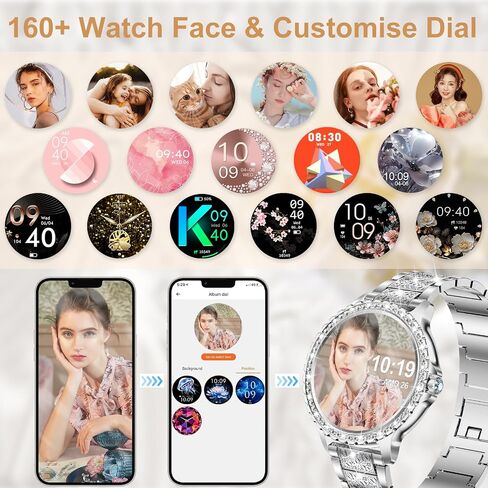 Smart Watch for Women with Diamonds (Answer/Make Call),1.32''Full Screen Smart Watch for Android /iOS,Fitness Tracker with Heart Rate/Blood Oxygen/Sleep Monitor/AI Voice Watches for Women,3 Straps in Saudi Arabia
