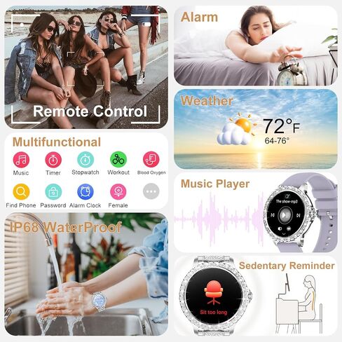 Smart Watch for Women with Diamonds (Answer/Make Call),1.32''Full Screen Smart Watch for Android /iOS,Fitness Tracker with Heart Rate/Blood Oxygen/Sleep Monitor/AI Voice Watches for Women,3 Straps in Saudi Arabia
