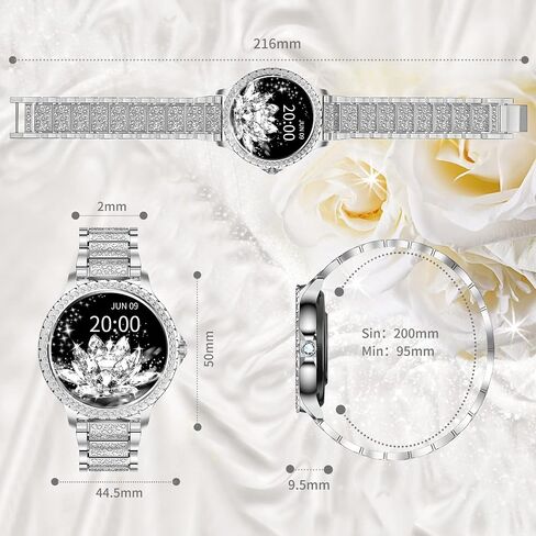Smart Watch for Women with Diamonds (Answer/Make Call),1.32''Full Screen Smart Watch for Android /iOS,Fitness Tracker with Heart Rate/Blood Oxygen/Sleep Monitor/AI Voice Watches for Women,3 Straps in Saudi Arabia