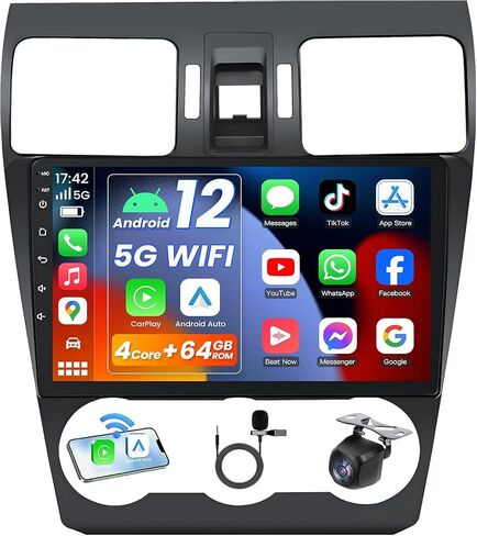 4 Core 64 ROM Upgrade Car Radio for Subaru Forester 2014 2015: 5G WiFi FM Bluetooth 5.0 SWC Wireless Carplay Android Auto 1080P Backup Camera in Saudi Arabia