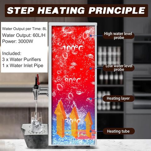 25L Water Boiler for Coffee, Milk Tea Shops, 3000W Hot Water Dispenser with LCD Touch Screen, Boiling Water Machine,Black in Saudi Arabia